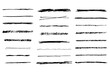 © Alyona - Underlines set brush stroke, marker lines grunge curve, wavy free hand marks textured simple borders strikethrough isolated on white background. Creative collection scribble brush or crayon checks