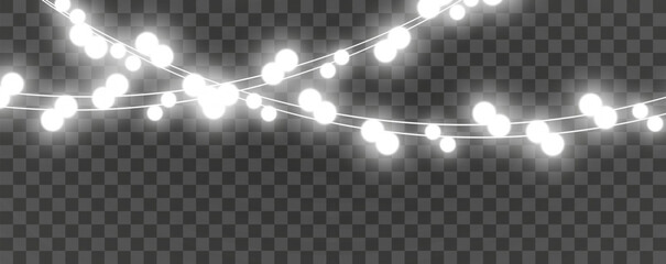 Wall Mural - Vector illustration of a light garland on a transparent background.	

