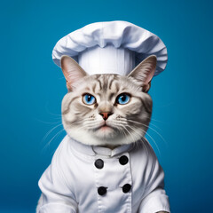 Wall Mural - Cat wearing chef's outfit and Chef hat.