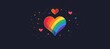 © Sabina Gahramanova - Pride month banner design with a rainbow heart celebrating pride. flat style illustration with a colorful background and white letters on a dark blue background. lesbian, gay, bisexual and transgender