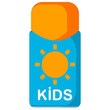 Sunscreen for kids vector cartoon illustration isolated on a white background.