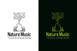 Fresh green nature guitar tree music logo design