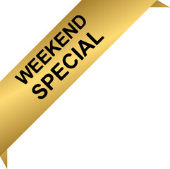 Wall Mural - Weekend special golden corner ribbon tag with text