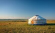 © serg3d - A yurt in the middle of a vast field. AI.