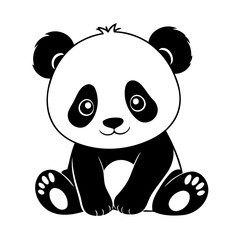 Sticker - Cute vector illustration Panda drawing for kids page