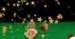 Image of stars over coins falling