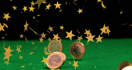 Poster - Image of stars over coins falling