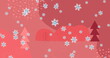 Image of falling snow over red background