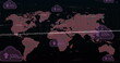 Image of multiple cloud icons with increasing percentage over world map on black background