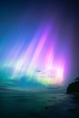 Wall Mural - Amazing Northern Lights over Baltic Sea in Germany. High quality photo