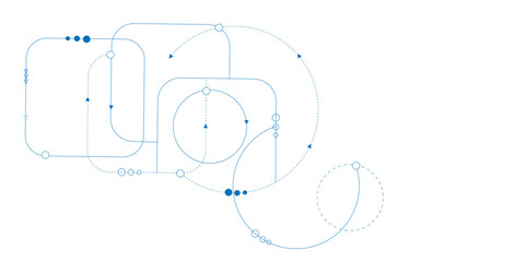 Abstract geometric dots and lines connection circuit concept. Global communication technology background design.