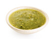 Tomatillo Salsa Verde sauce in a bowl isolated on white background. With clipping path.