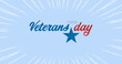 Image of veterans day text on blue background