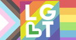 Image of lgbt text over rainbow background