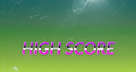 Wall Mural - high score text banner over mathematical equations floating on green and blue gradient background