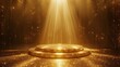 © tanapat - Showcase product podium under golden heavenly lights, top view, conveying divine illumination of products, digital tone, Analogous Color Scheme
