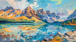 Majestic Mountains and Lake Painting