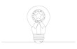 © Yossakorn - Continuous one line drawing of light bulb with star badge inside, best idea for work or business, winning idea in competition concept, single line art.