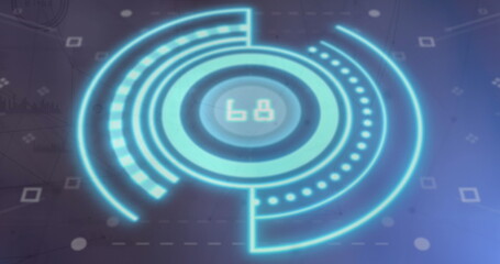 Poster - Image of data processing and shapes scope scanning on scientific and computer circuit board