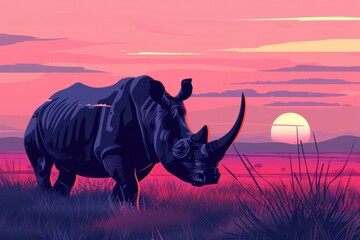 Sticker - Majestic rhino standing in natural habitat, perfect for wildlife and nature themes