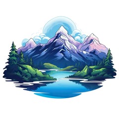 Wall Mural - landscape with lake