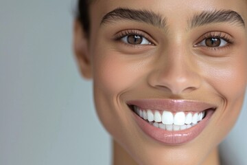 Wall Mural - Close up of a woman with a toothbrush, ideal for dental care concepts