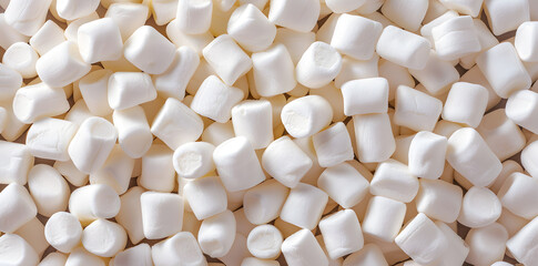 Wall Mural - Lots of white marshmallows  top view background