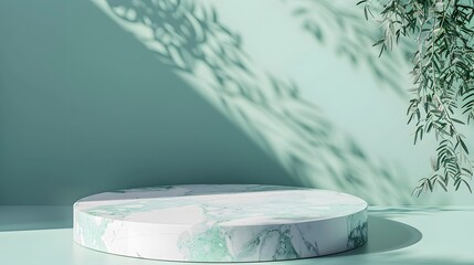 Background podium product display 3D stand platform marble stone. Product podium background stage cosmetic pastel shadow pedestal mockup render empty beauty floor minimal studio abstract scene.
