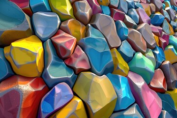 Wall Mural - A wall made up of many different colored rocks. Ideal for backgrounds or textures