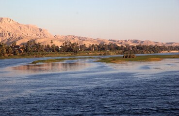 Poster - Landscape along the Nile river between Luxor and Aswan, Egypt