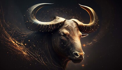 Wall Mural - calf zodiac sign on space background. Generative AI,