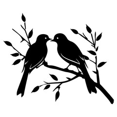 Wall Mural - two Couple Birds On a Branch