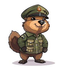 Wall Mural - Beaver military fashion