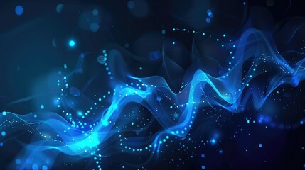 Wall Mural - dark blue wavy flowing shimmering abstract medical and healthcare or business science background