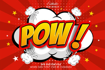 Wall Mural - comic style pow text style. fun comic editable text effect