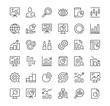 Data analysis icons set. Vector line icons. Black outline stroke symbols
