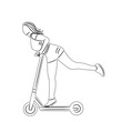 woman riding a scooter sketch on a white background vector