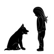 girl and puppy on white background vector