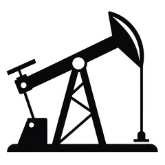 Oil pump jack black icon isolated on white background