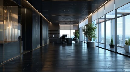 Wall Mural - Black high-end commercial space office