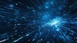 © puji - Dynamic blue light streaks radiating from a central point creates a sense of acceleration and technology