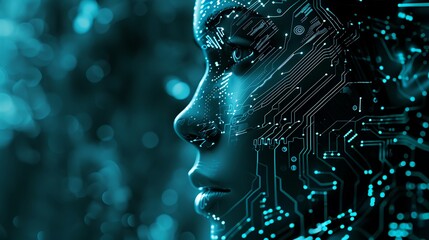 Robotics Head Abstract Digital Design Concept, Robotics head, abstract digital design, concept