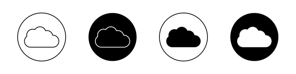 Wall Mural - Clouds icon set. Cloudy weather vector symbol in black filled and outlined style.