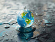 globe in the shape of a drop of water. Saving water and world environmental protection concept
