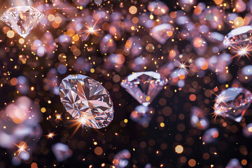 Wall Mural - Floating diamonds in a celestial bokeh background