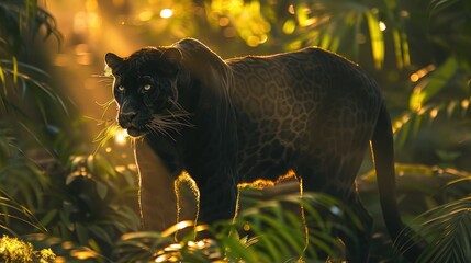 Wall Mural - black panther in the rainforest