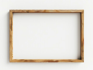 thin horizontal wooden frame mock up. white background