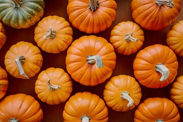 Wall Mural - Autumn background of the fruits of a bright orange pumpkin