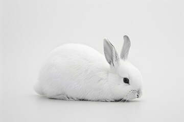 Wall Mural - Cute white rabbit isolated on White background