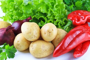 Closeup shot of various vegetables.